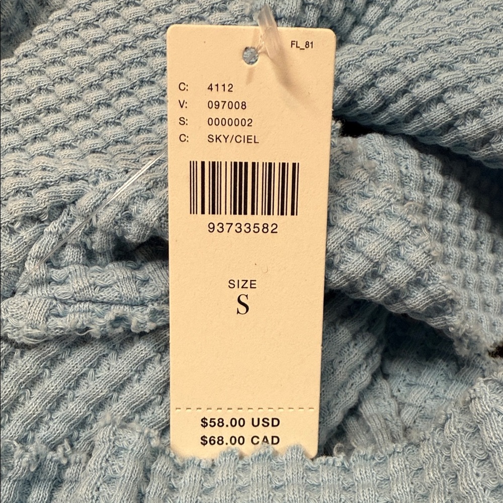 Anthropologie Pilcro Small Light Blue Waffle Knit Oversized Crop Tee NWT - Picture 11 of 11